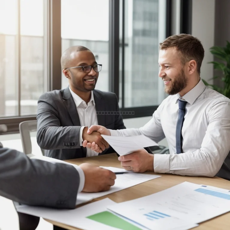 Happy clients shaking hands with real estate agent
